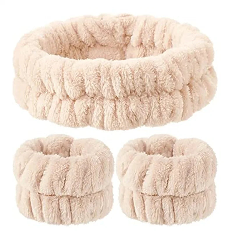 Face Wash Headband and Wristband Set Wrist Towels for Washing Face with Holder for Washing Face Absorbent Spa