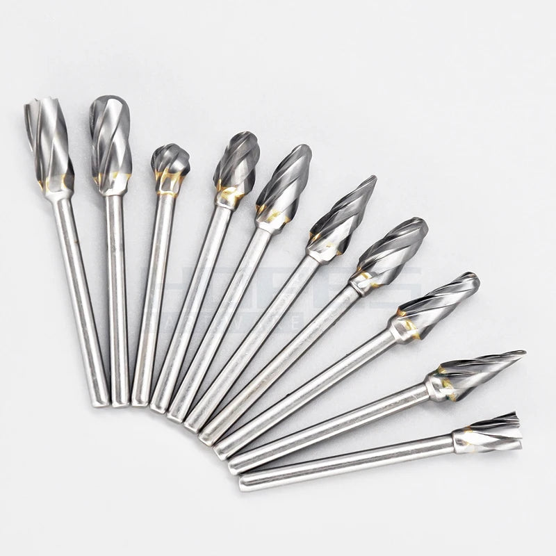 Coarse Aluminum Cut Tooth Tungsten Carbide Burr Rotary File Grinding Bits with 6mm Shank Single Flute Milling Cutter Tools