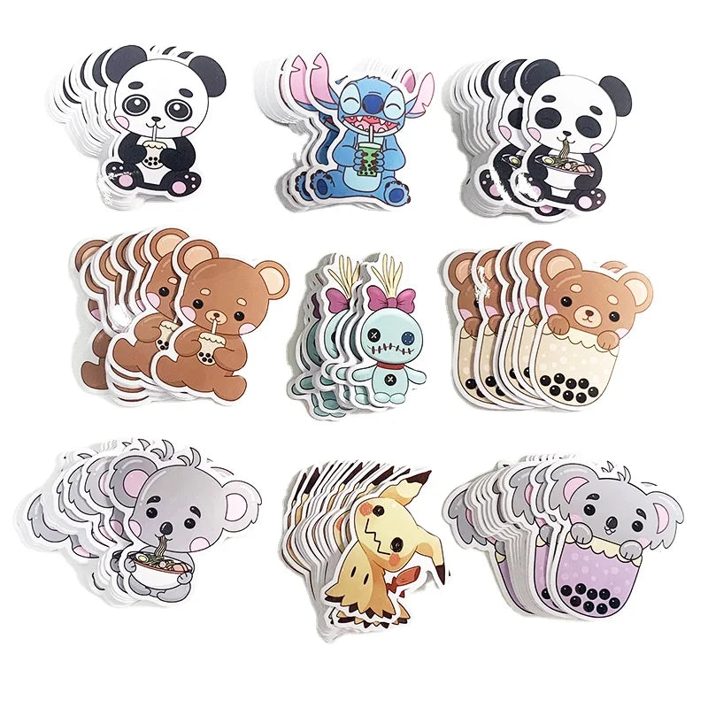 Kiss Cut Vinyl Custom logo Stickers Waterproof Cartoon Animal Cartoon Character Stickers Deco Stickers for Kids