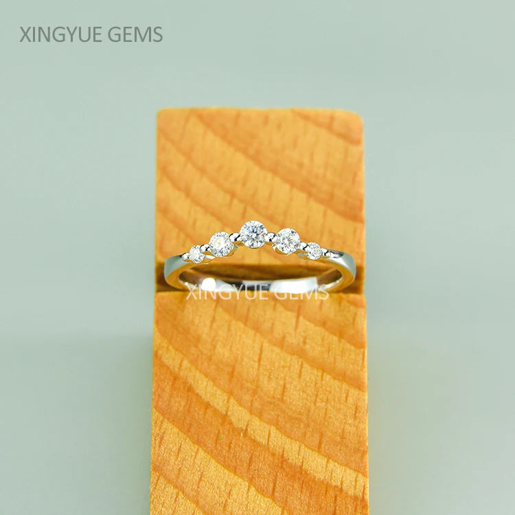 Lovely V - Shape S925 Sterling  Silver Ring Wedding Moissanite Ring