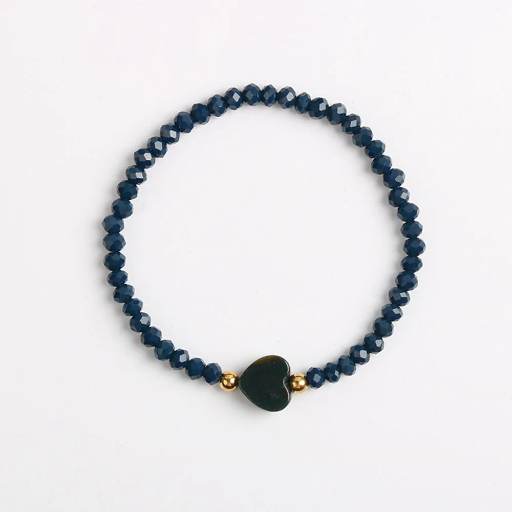 New Innovation Dark Blue 3mm Natural Stone Crystal  Bracelet with Loving Touch for Chrisrian Gifts