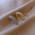 Simple Real 18K Gold Plated CZ Curb Chain Open Ring Adjustable Micro Cubic Zirconia Chain Link Ring MegaBDM