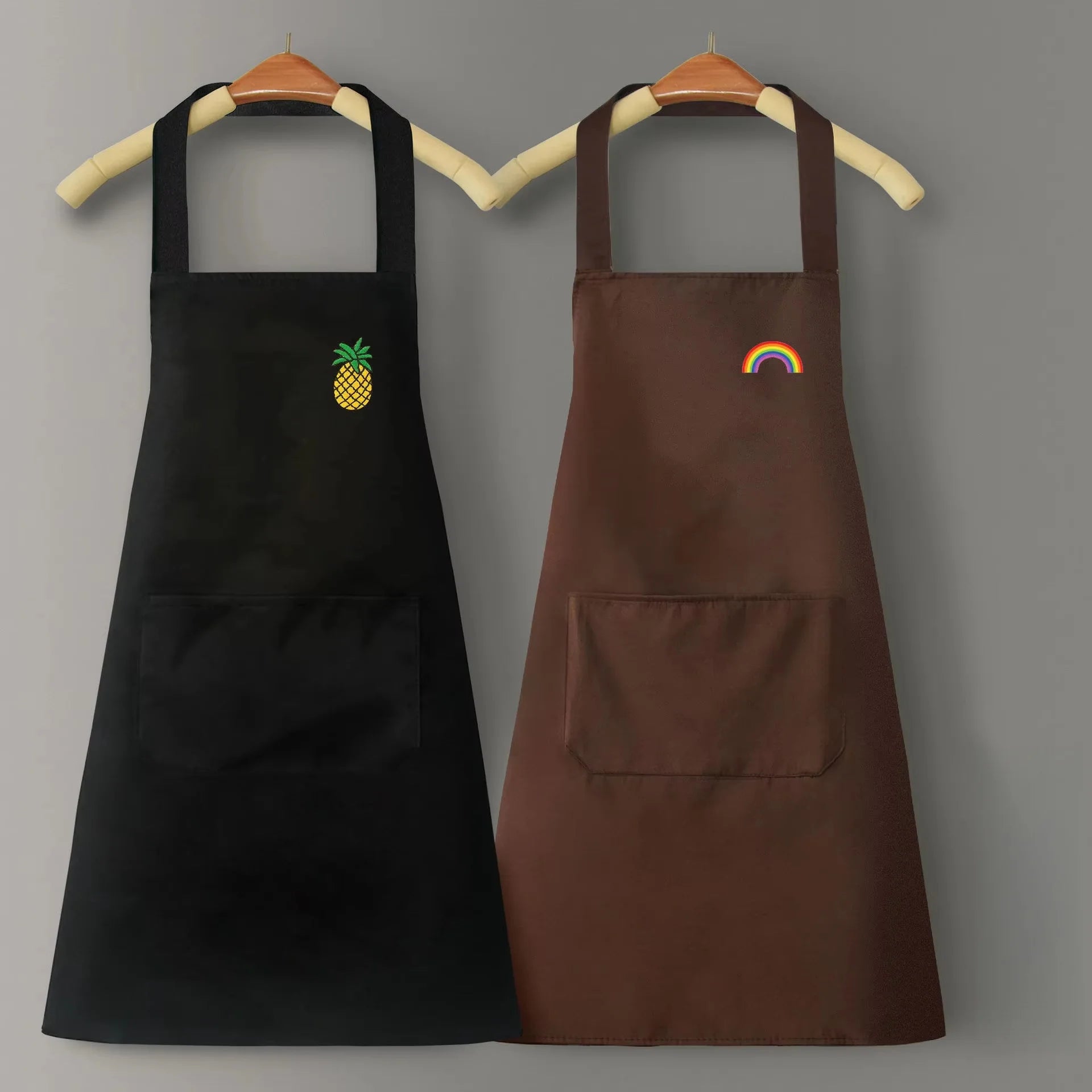 Apron Kitchen Household Waterproof and Antifouling Female Work Foreign Style Lovely Smock Cooking Dirt Resistant Apron