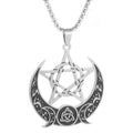 Stainless Steel Men Jewelry Minimalist Crescent Moon Star Roman Pendant Necklace for Men and Women Stylish Viking Couple Jewelry