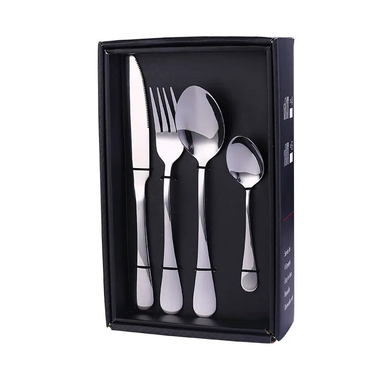 Asian Restaurant Wedding Cutlery 16/20pcs Set  Stainless Steel Fork Spoon Set with Gift Packing