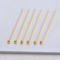 Wholesale Gold Head Pins 0.6mm (22Gauge) by 20mm 30mm 40mm Ball Point Headpins Gold Plated Brass Ball