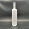 Customized Logo Manufacturer 750ml Round Crystal White Flint Glass Frosted Spirit Vodka Bottle with Cork