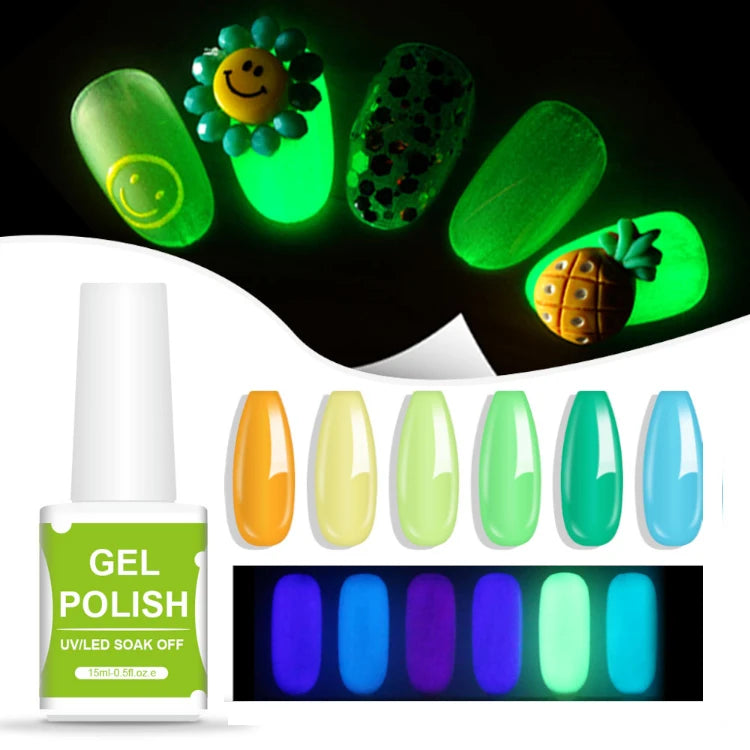 Luminous Gel Esmaltes 15ml Nail Supply Wholesale Organic Glow in the Dark Semipermanente UV Esmalte En Gel