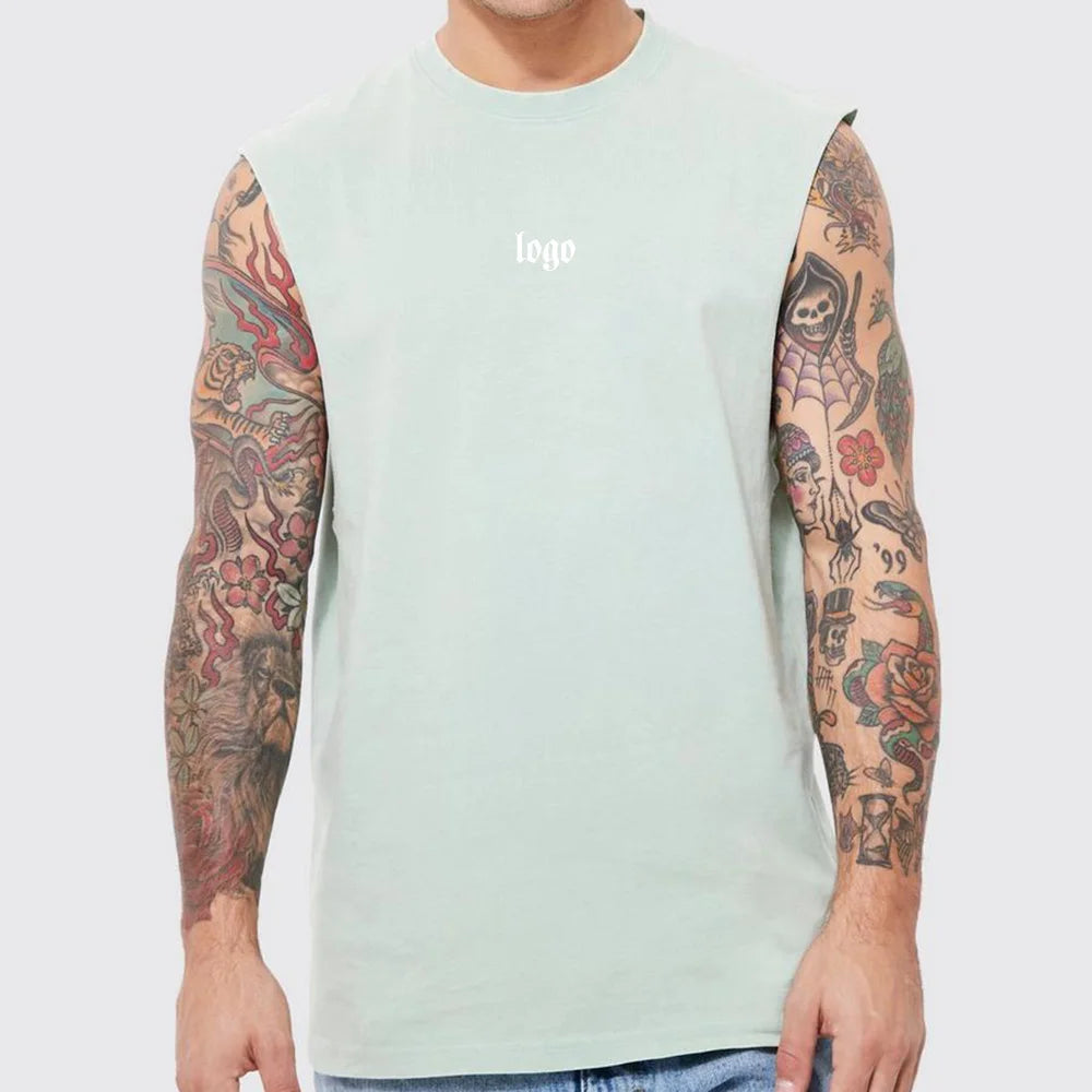 Custom Cotton Tank Top Men Workout Men Sleeveless T Shirt Oversized Cut Off Fitness Gym Tank Top Men