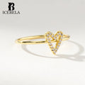 Wholesale Stylish Eternity Love Minimalist 925 Sterling Silver Fine Jewelry Unique Hollow Out Heart Zircon Rings for Women