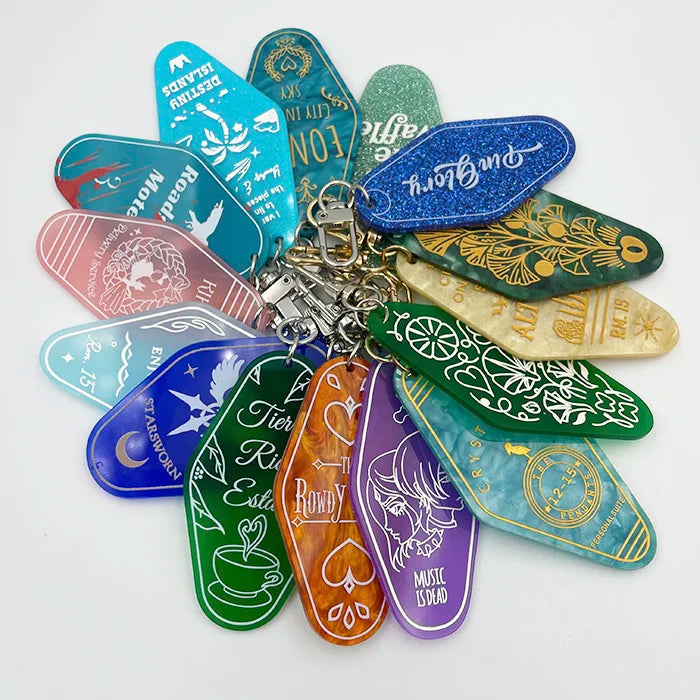 Promotional Custom Designer Keychain Blank Glitter Acrylic Charms Plastic Key Chain