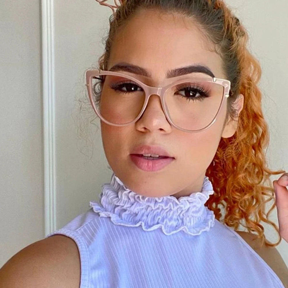 Anti Blue Light TR90 Cat Eye Glasses New Fashion Square Computer Eyeglasses Frame Women Fashion Glasses Frame