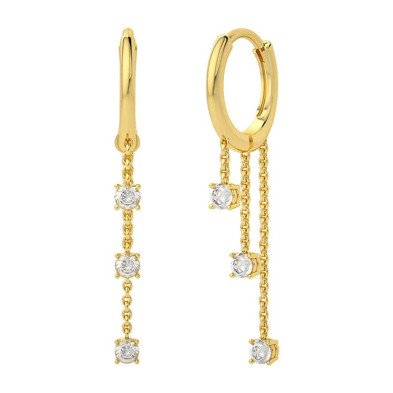ROXI Fashion S925 Silver Jewelry Gold 18k Plated Long Chain Diamond Tassel Earrings for Women