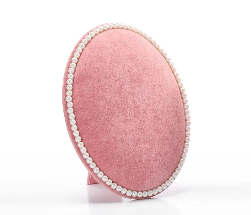 Oval Pearl Plate Necklace Stud Storage Jewelry Organizer Stand Display Set Earrings Display Stand Jewelry