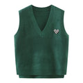 Custom Casual Fit Ladies Fall Winter V Neck Vent Hem Sleeveless Knitwear Pullover Embroidery Jacquard Logo Knitted Sweater