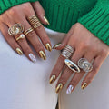 Waterproof Stainless Steel Ring 18K PVD Gold Plated Geometric High Polished Chunky Punk Ring for Girl Gift