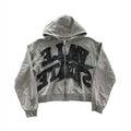 Manufacturer Custom Heavy Cotton Vintage Distressed Patch Applique Embroidery Zip up Hoodie
