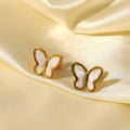 SC Waterproof 18K Gold Plated Stainless Steel Earrings Women French Elegant Natural White Shell Butterfly Stud Earrings