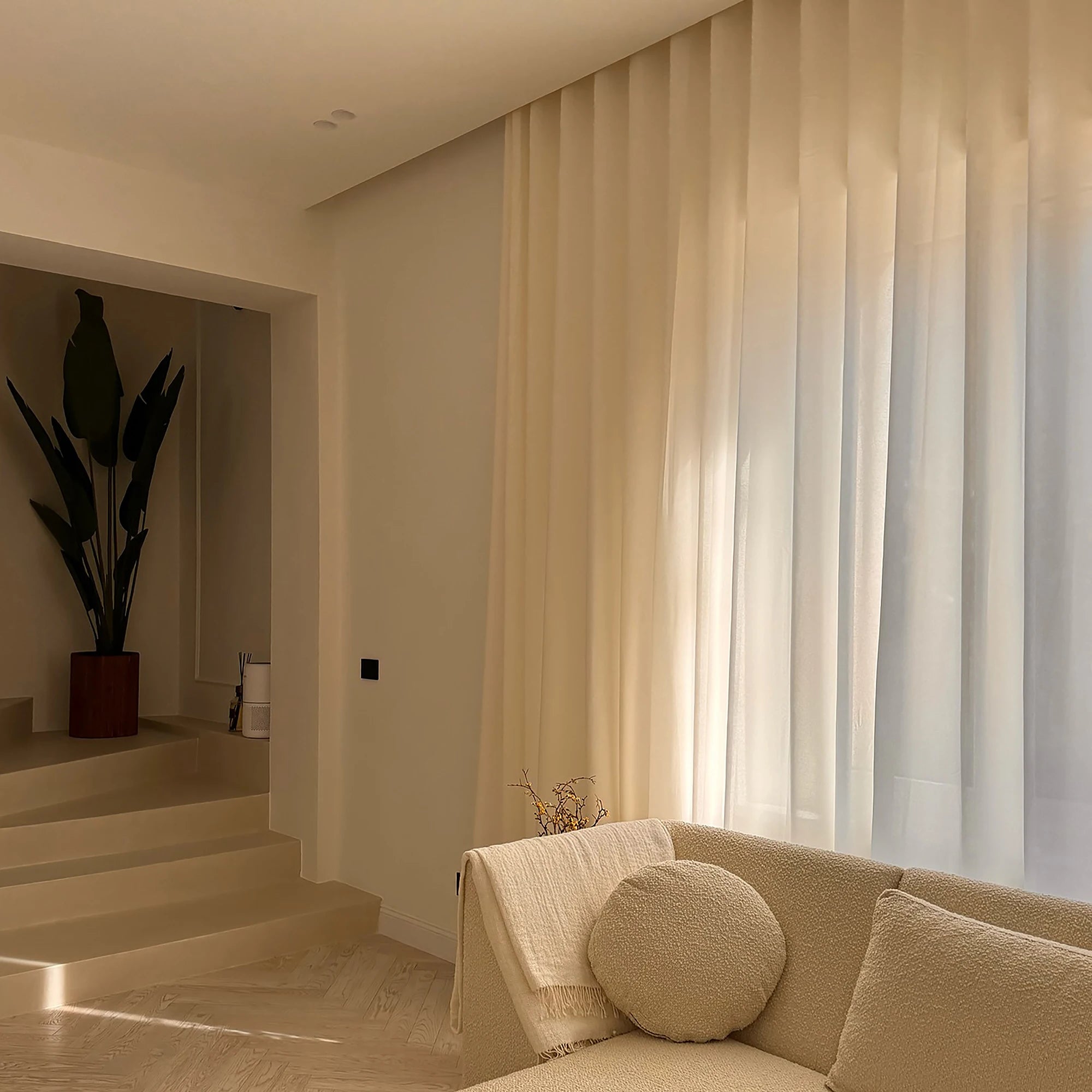 Customizable Cotton Linen Textured Tulle Curtains Polyester Grommet Drapes for Home Hotel  Decoration Features
