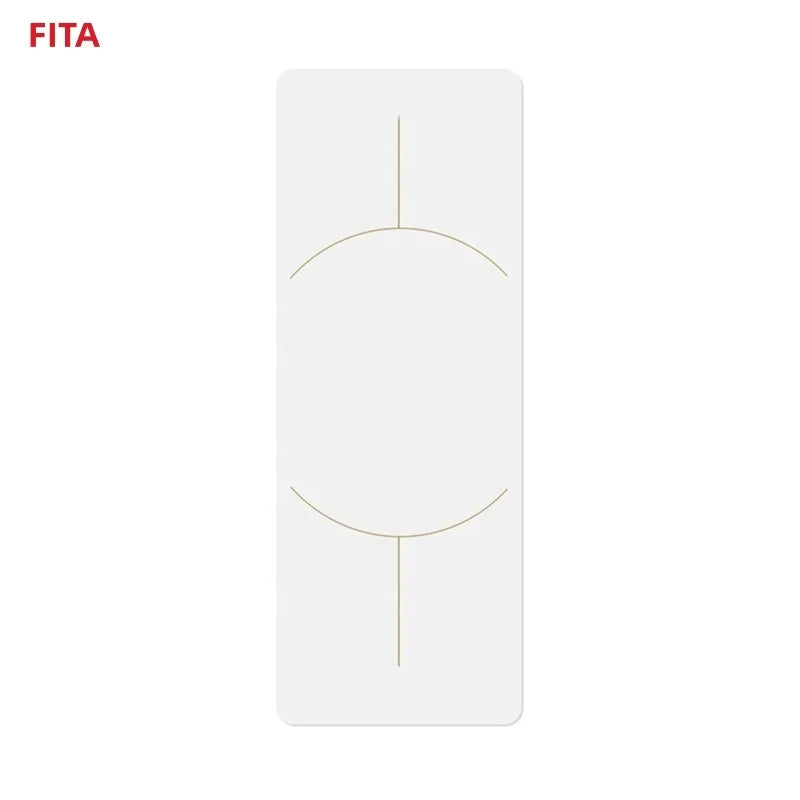 FITA 5mm Line Position Moisture Absorption Anti Slip White Custom LOGO Laser Engraved ECO Friendly Natural PU Rubber Yoga Mat