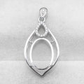Sterling Silver 11*15mm Semi Mount Pendant Empty Frame Blank Support Setting S925 Base Holder Without Center Stone for DIY Inlay