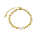 18K Gold Plated Stainless Steel Jewelry New Chain Link Shell Heart Charm Bracelet