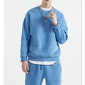 High Quality 100% Cotton Fleece Men's Custom Pullover Sweatshirt with Front Print Logo Crew Neck Oversized Fit Breathable