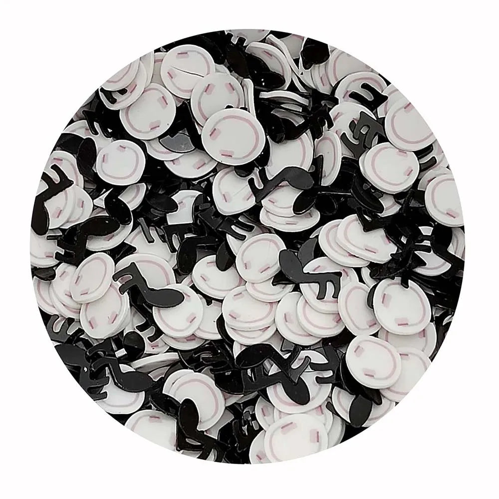 Mix White Black Happy Music Notes Headset Slices Sprinkles Polymer Hot Clay for DIY Scrapbook Phone Decoration