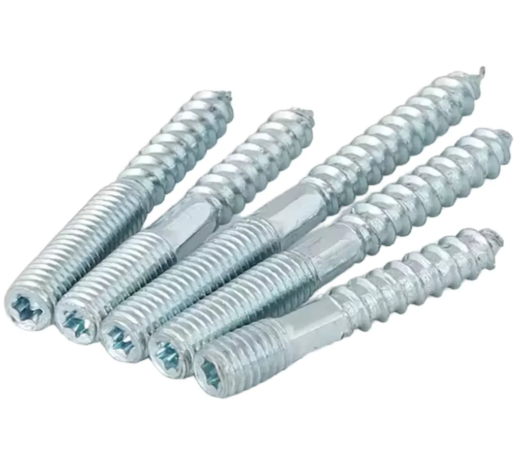 Double End Thread Dowel Screw Double Threaded Wood Screws Double-head Teeth Pointed Tail Self-tapping Screws