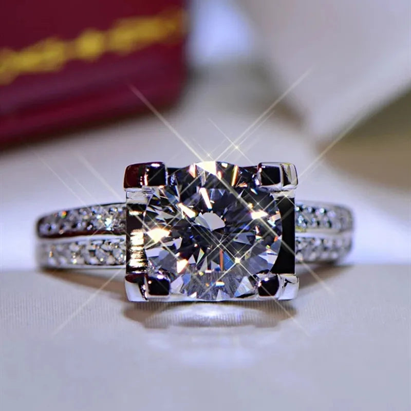 Luxury 925 Silver Pass Diamond Test 1 Ct D Color Moissanite Cow Head Wedding Ring Excellent Cut Top Quality Moissanite Rings