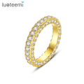 LUOTEEMI  New Design Stone Rings Diamond Band Ring for Women Ladies Friendship Rings Simple Band