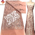 OEM Wholesale Price Heavy Beaded Wedding Fabric for Dresses Luxury Handmade 3D Embroidery Beading Lace Fabric Dubai