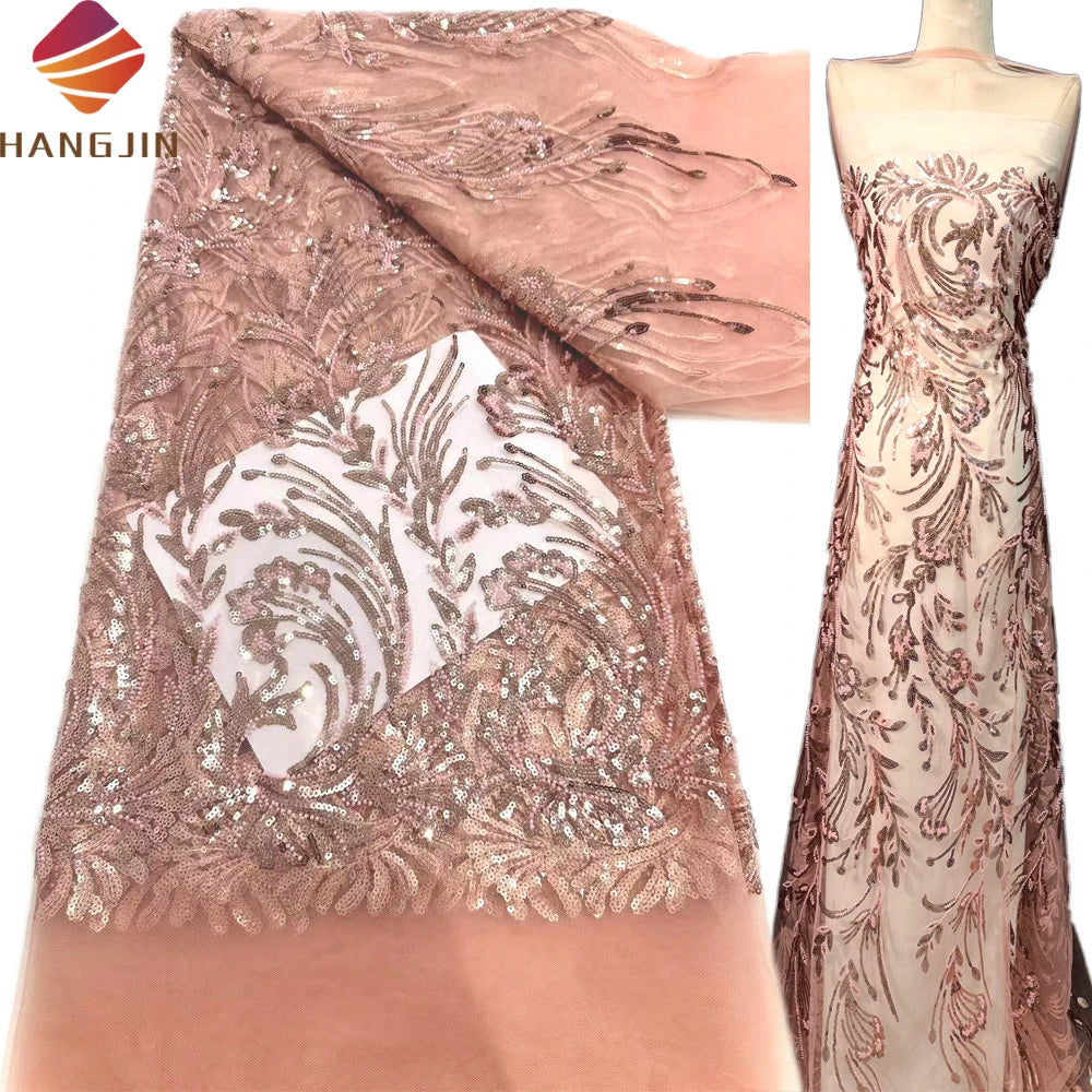 OEM Wholesale Price Heavy Beaded Wedding Fabric for Dresses Luxury Handmade 3D Embroidery Beading Lace Fabric Dubai