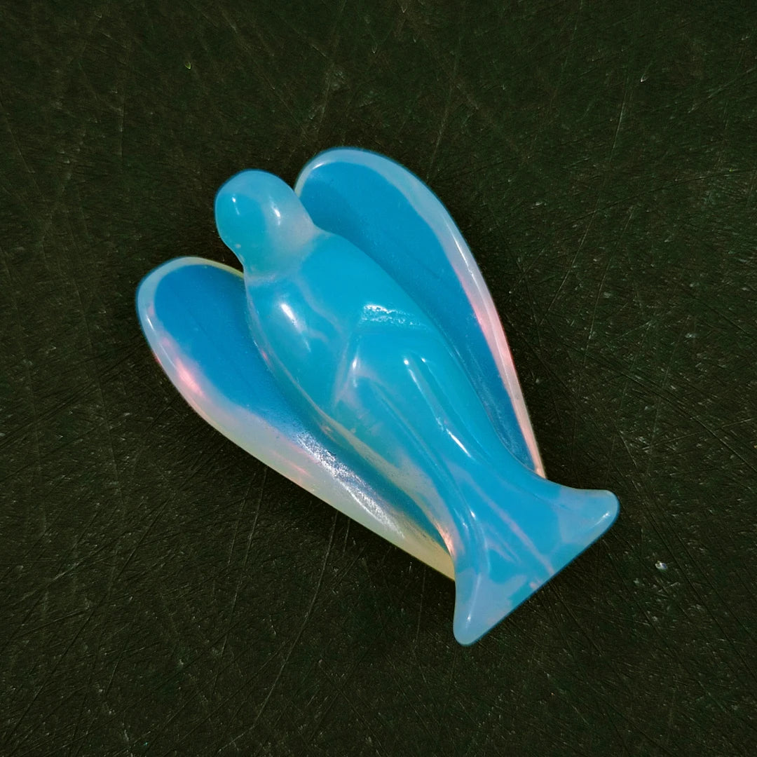 Huiying Cheap Price 2 Inch Natural Opalite Stone Crystal Angel Paperweight for Sale Crafts