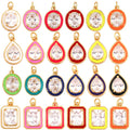 Trendy Gold Plated Colorful Enamel CharmTeardrop Oval Rectangle Charm Zircon Necklace Pendants Making Accessories Supplies M13