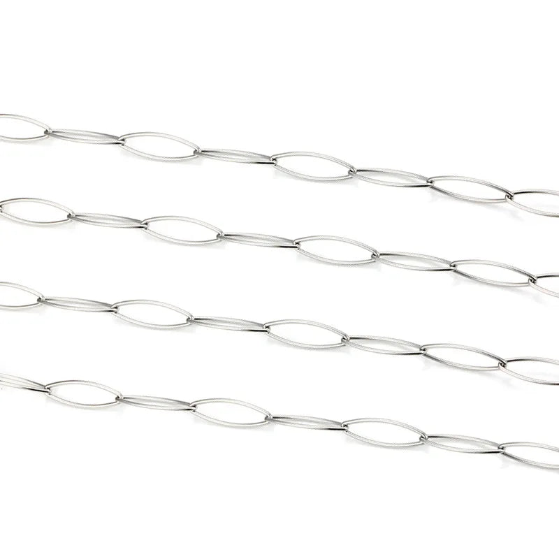 Stainless Steel Oval Ponytail Closed Mouth Chain Necklace Bracelet DIY Accessories Fashion Hipster Taige Jewelry