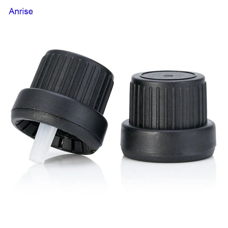 18mm Black White Plastic Tamper Evident Proof Protective Insert Dispenser Screw Lids Closures Cap for Essential Oil Bottles