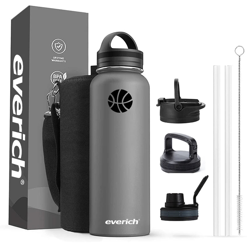 18oz 22oz 32oz 40oz 64oz OEM 304 Double Wall Stainless Steel Vacuum Insulated Water Bottles With 3 Different Lids