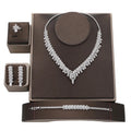 Wholesale Drop Shipping Ready Stock Classic Wedding Accessories Copper Cubic Zirconia Luxury Bridal Jewelry Set for Women BN8129