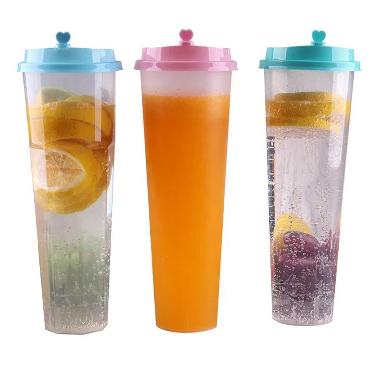Disposable 32oz Clear Big Capacity 1000ml Custom PP Bubble Tea Cup with Lid