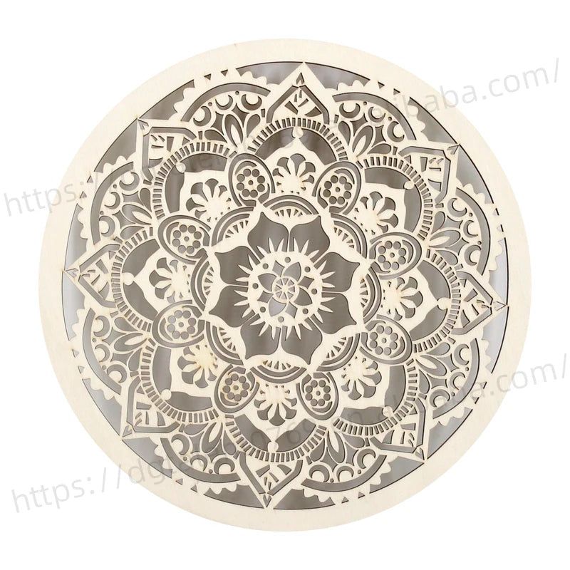 TaiLai 8 Inch Chakra Wooden Wall Decor Wood Decor Sri Yantra Mandala Chakras Wheel of Life Grid Hanging Cutout