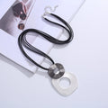Minimalist New Design Black Multi Rope Strand Pendant Necklace Irregular Loop Circle Ring Pendant Sweater Chain Necklace