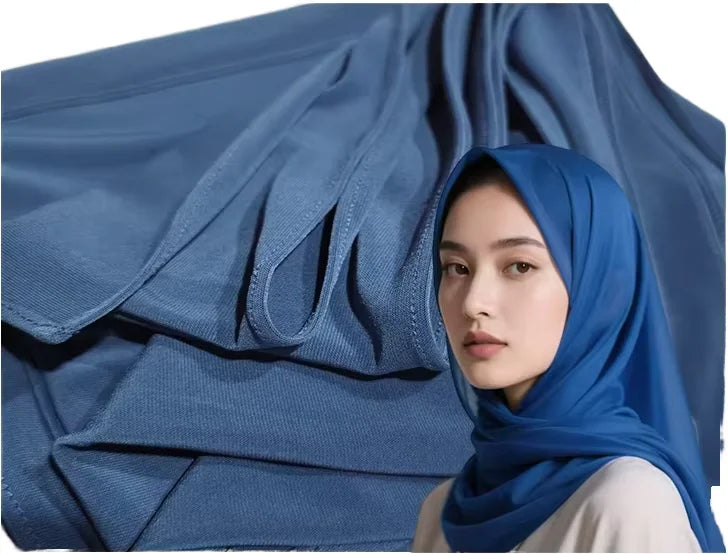 Premium 70*200 Bubble Chiffon Wrap Scarf for Women Solid Color Muslim Hijab with Letter Pattern Fashionable for Summer