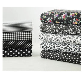 Wholesale 9pcs Black Fabric Squares Floral Printed Woven Washable Cotton Cloth Patchwork Bundles Hometextile Craft