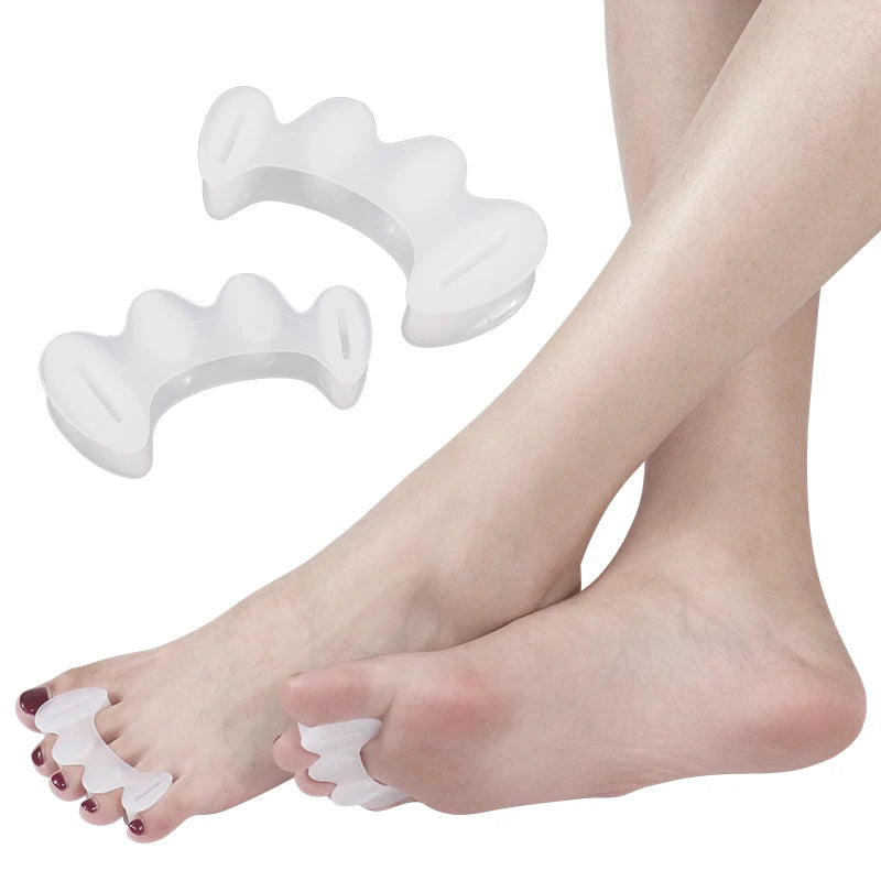 100% Silicone Gel Toe Separator 3 Holes Hard Toe Finger Separator Manicure Toe Spreader Bunion Corrector Big Toe