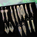 New S925 Silver Needle Long Tassel Rhinestone Large Circle Statement Earring