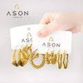 Ason Fashion Wholesale Price 18K Gold Plated Stainless Steel Jewelry Hollow Corn Star Irregular Chunky Hoop Earrings for Women