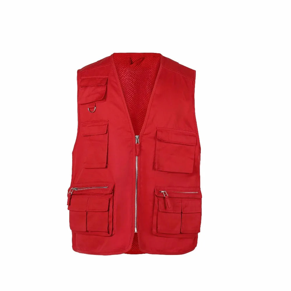 New Men's Net Mesh Waistcoat Photography Vest Fishing Waistcoat Multi Functional Jacket Wholesale Brown Pocket Outdoor Quick Dry