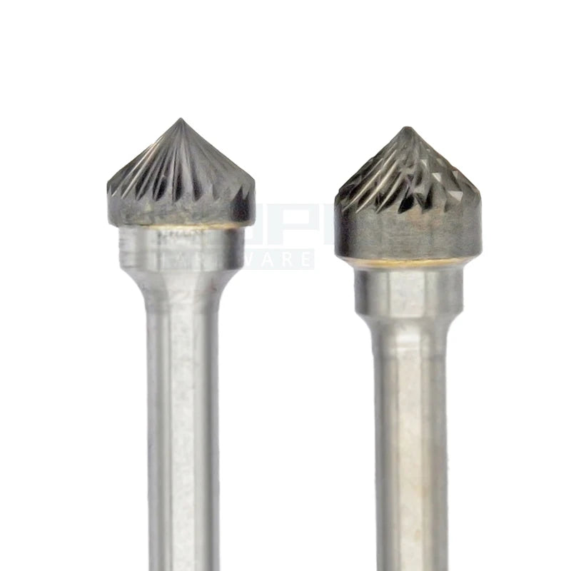 Type K 90 Degrees Conical Tungsten Carbide File Rotary Burr with Single Double Cut 3mm 6mm Shank Chamfer Countersunk Cutter