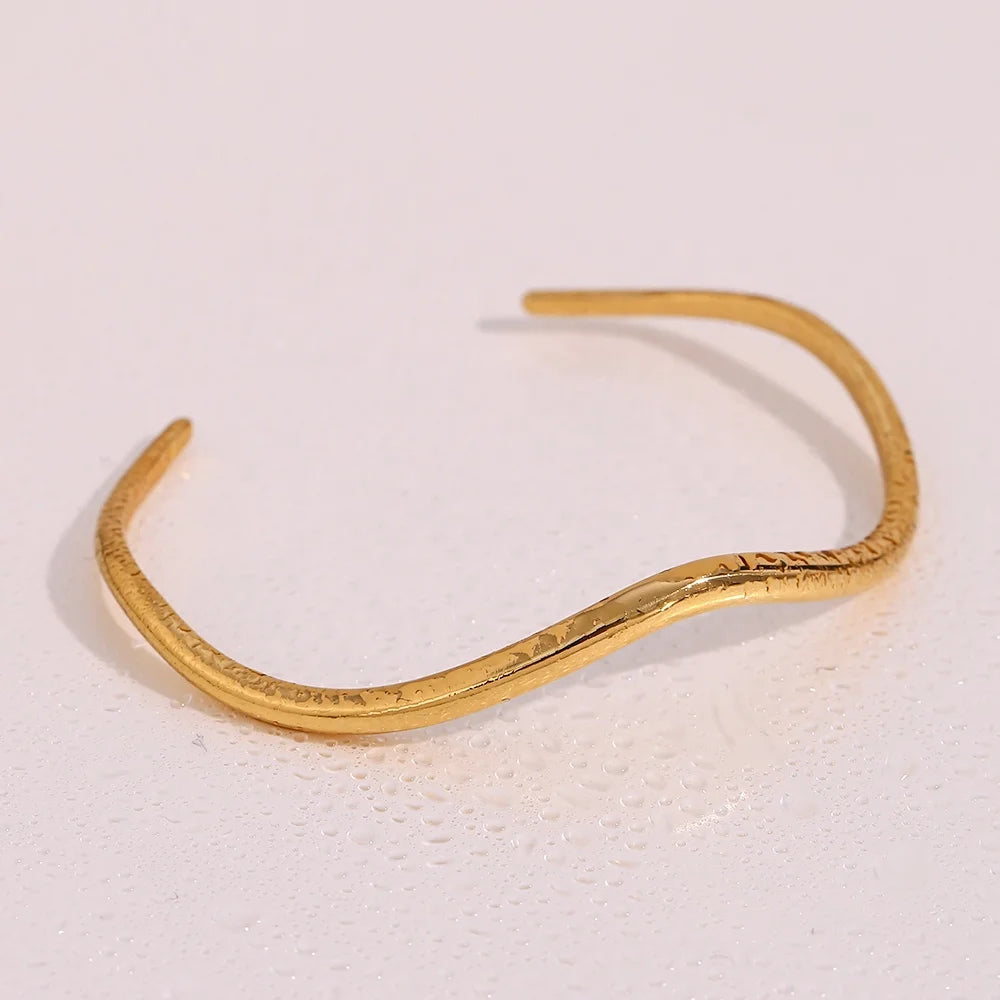 Irregular Minimalist Cuff Bangle Gold Plated Jewelry Stainless Steel Jewelry Bijoux En Acier Inoxydable